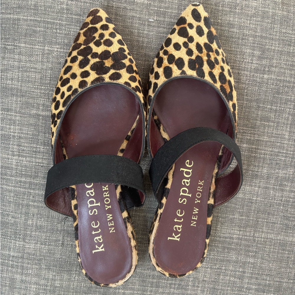 Kate Spade Leopard Print Mules with Black Strap